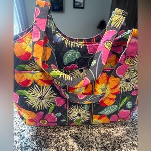 Vera Bradley Floral Quilted Tote in Pink, Orange & Yellow Jazzy Blooms